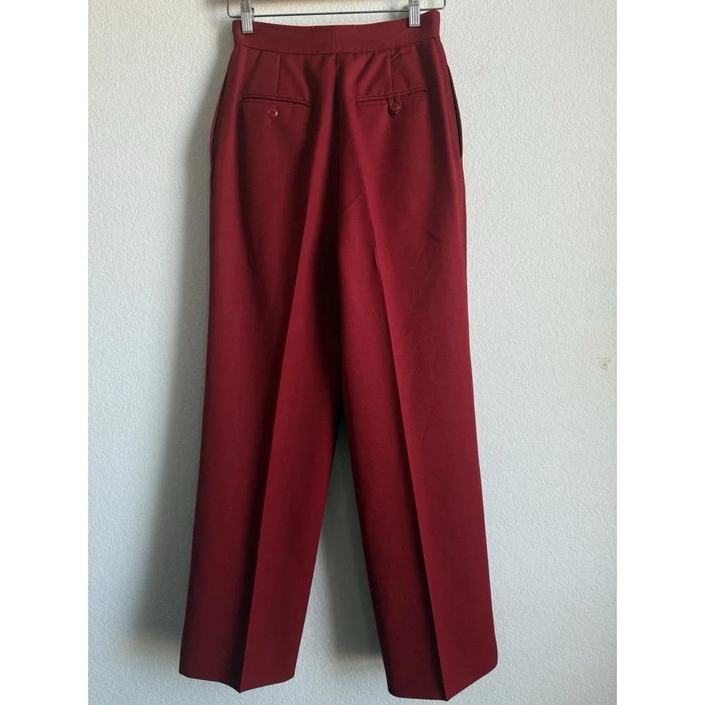 Carlisle Pleated Red Trouser Pant Women 6 Wool‎ Retro Classic Career Office Work